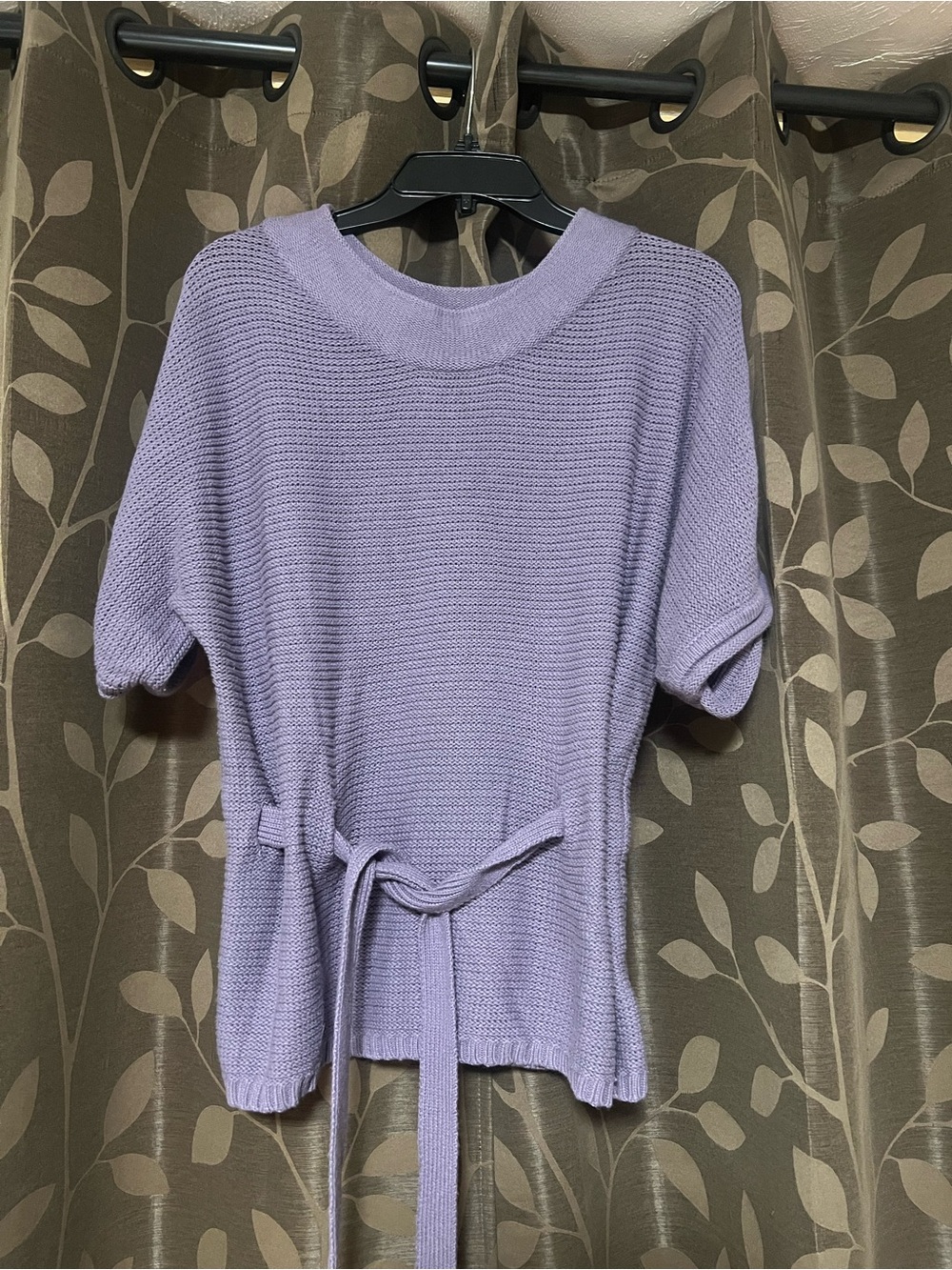 Elle Lavender Tie-Waist Short Sleeve Knit Top